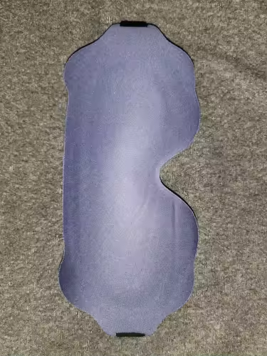 Customer photo showing the outer fabric of the purple eye mask